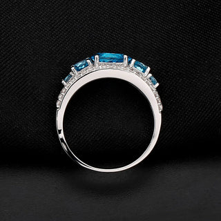 "The Heavenly Quintet" Natural Oval and Round Cut Sky Blue Topaz Ring - Premium Jewelry from Dazzling Delights - Just $65.25! Shop now at Dazzling Delights
