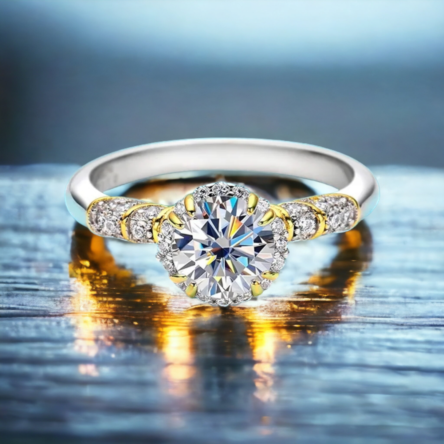 Ornate Round Brilliant Cut Moissanite Twist Ring - Premium Jewelry from Dazzling Delights - Just $103.46! Shop now at Dazzling Delights