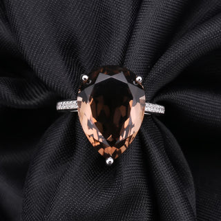 "The Mocha Mirage" 10.6ct Pear Cut Smoky Quartz Ring - Premium Jewelry from Dazzling Delights - Just $56.25! Shop now at Dazzling Delights