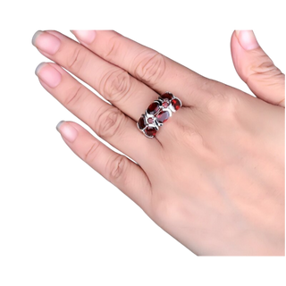 "The Garnet Gala" Natural Oval and Round Cut Rhodolite Garnet Ring - Premium Jewelry from Dazzling Delights - Just $106.95! Shop now at Dazzling Delights