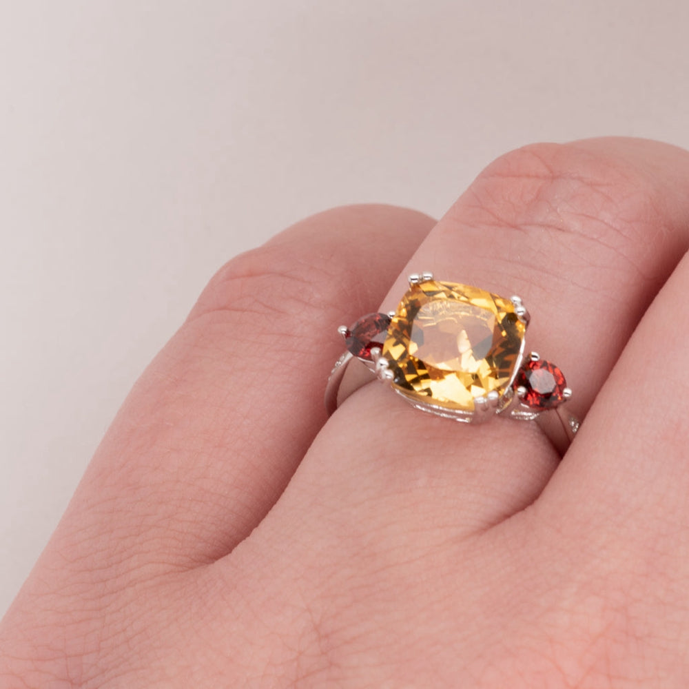 "The Sunny Expedition" 10x10mm Cushion Cut Citrine Ring - Premium Jewelry from Dazzling Delights - Just $85.46! Shop now at Dazzling Delights