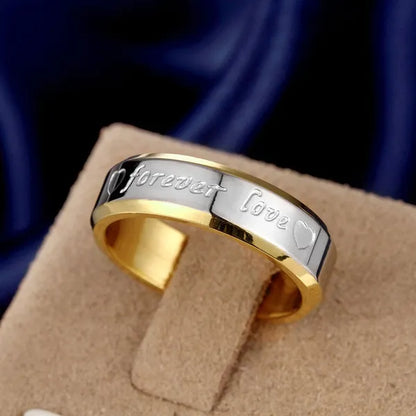 Forever Love Gold and Silver Titanium Wedding Ring - Premium Jewelry from Dazzling Delights - Just $40.95! Shop now at Dazzling Delights