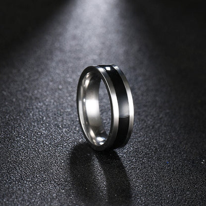 Silver Titanium Wedding Ring with Black Inlay - Premium Jewelry from Dazzling Delights - Just $25.46! Shop now at Dazzling Delights