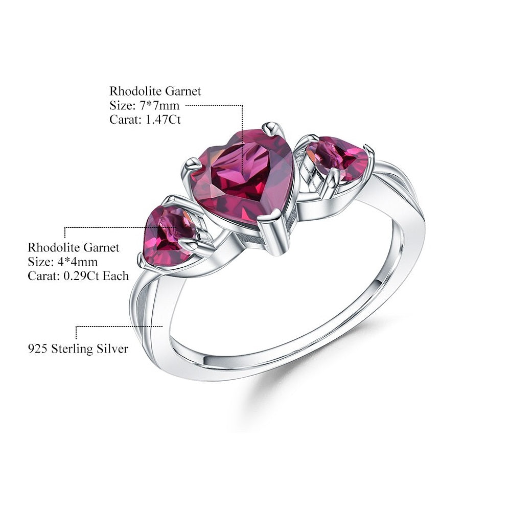 "The Trilogy of Love" Heart Cut Rhodolite Garnet Trilogy Ring - Premium Jewelry from Dazzling Delights - Just $77.96! Shop now at Dazzling Delights