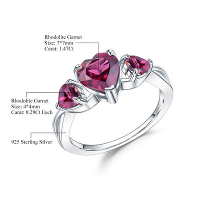 "The Trilogy of Love" Heart Cut Rhodolite Garnet Trilogy Ring - Premium Jewelry from Dazzling Delights - Just $77.96! Shop now at Dazzling Delights