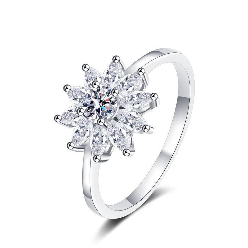 Round Brilliant Cut Moissanite Marquise Halo Ring - Premium Jewelry from Dazzling Delights - Just $122.21! Shop now at Dazzling Delights