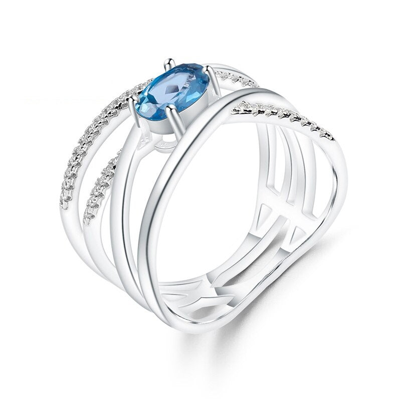 "The Atomic Topaz" London Blue Topaz Crossed Band Ring - Premium Jewelry from Dazzling Delights - Just $69.71! Shop now at Dazzling Delights