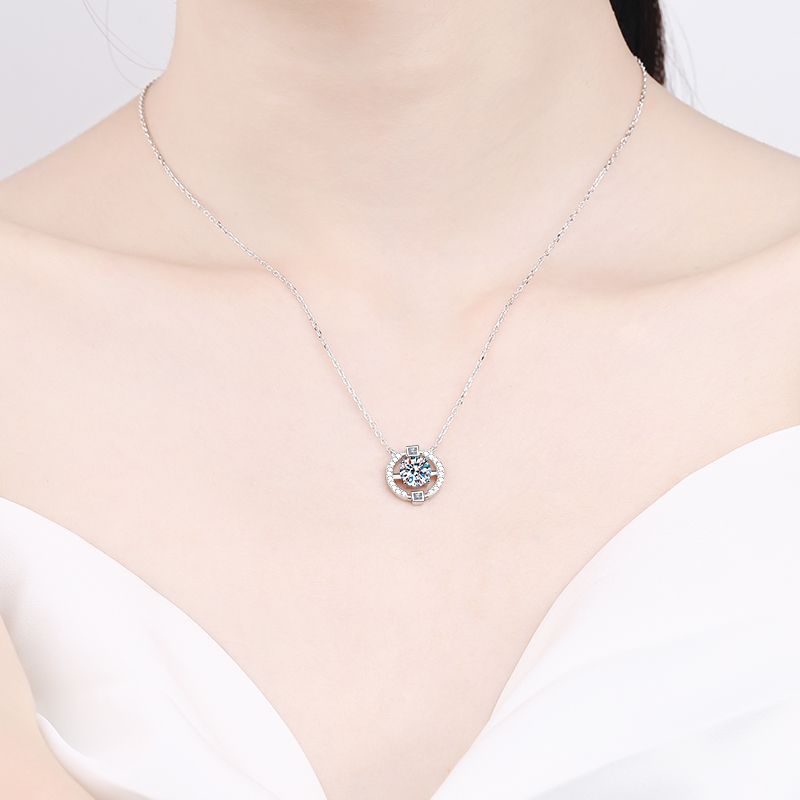 Round Brilliant Cut Moissanite Pendant Necklace - Premium Jewelry from Dazzling Delights - Just $80.96! Shop now at Dazzling Delights