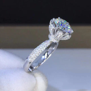 Ornate Round Brilliant Cut Moissanite Engagement Ring - Premium Jewelry from Dazzling Delights - Just $91.88! Shop now at Dazzling Delights