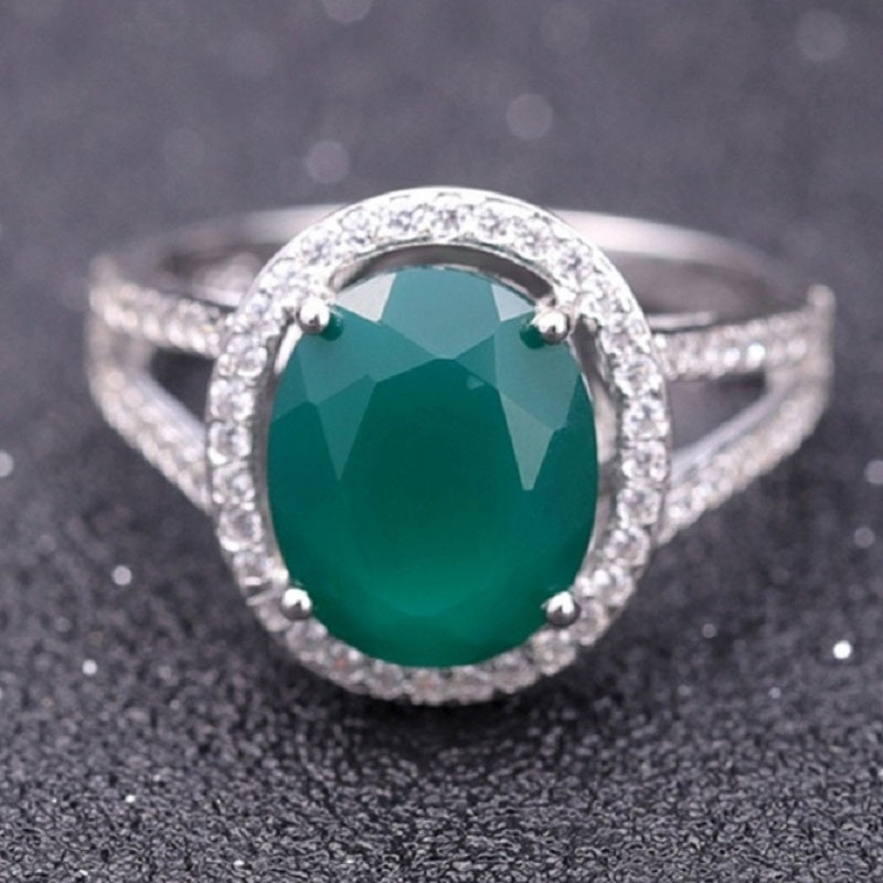 "The Evergreen Elegance" 11x9mm Oval Cut Green Agate Ring - Premium Jewelry from Dazzling Delights - Just $56.21! Shop now at Dazzling Delights