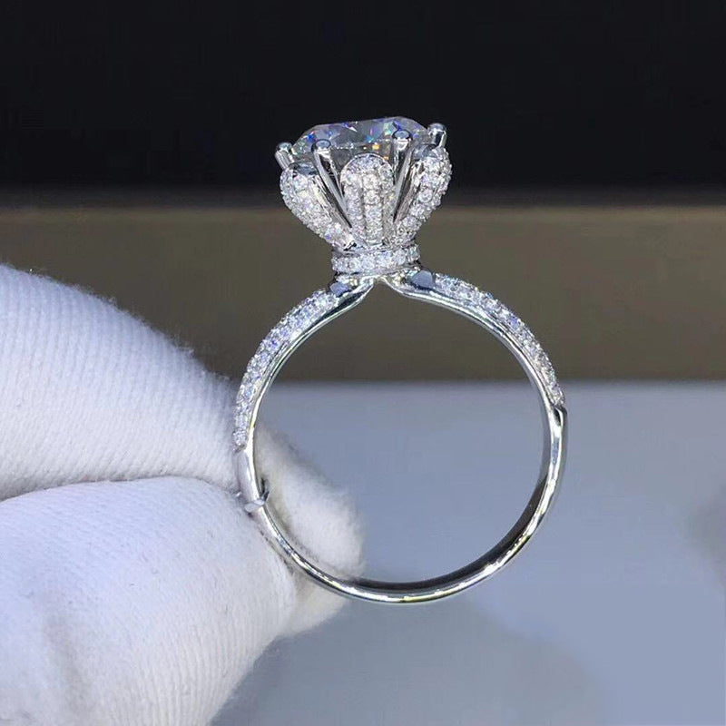 Ornate Round Brilliant Cut Moissanite Engagement Ring - Premium Jewelry from Dazzling Delights - Just $112.46! Shop now at Dazzling Delights