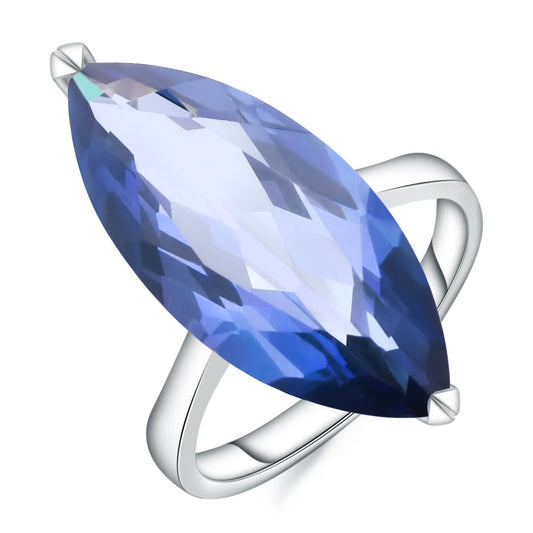 "The Azure Mystique" 11.45ct Marquise Cut Iolite Blue Mystic Quartz Solitaire Ring - Premium Jewelry from Dazzling Delights - Just $77.96! Shop now at Dazzling Delights