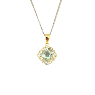 6mm Round Cut Aquamarine Halo Pendant Necklace - Premium Jewelry from Dazzling Delights - Just $45! Shop now at Dazzling Delights