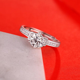 1.0Ct 6.5mm Round Brilliant Cut Adjustable Moissanite Side Stone Ring - Premium Jewelry from Dazzling Delights - Just $59.06! Shop now at Dazzling Delights