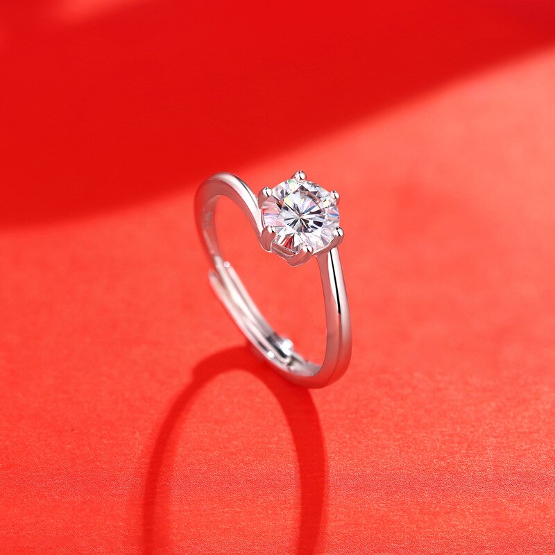 1.0Ct Round Brilliant Cut Moissanite Adjustable Ring - Premium Jewelry from Dazzling Delights - Just $74.21! Shop now at Dazzling Delights