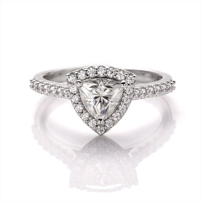 Classic Trillion Cut Halo Moissanite Ring - Premium Jewelry from Dazzling Delights - Just $80.96! Shop now at Dazzling Delights