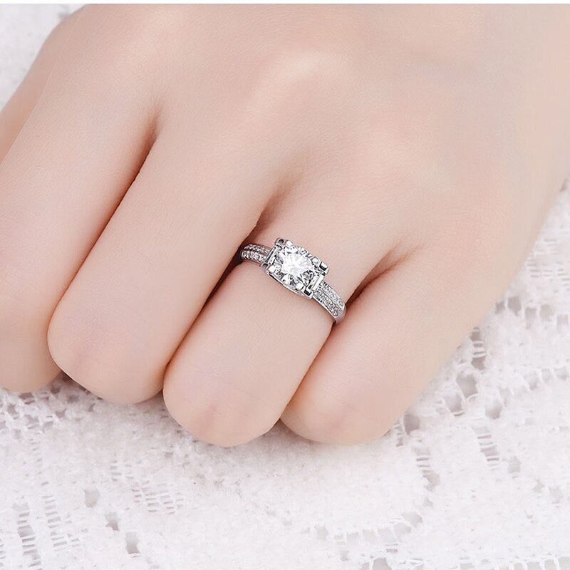 1.0Ct 6.5mm Round Brilliant Cut Adjustable Moissanite Ring - Premium Jewelry from Dazzling Delights - Just $72.71! Shop now at Dazzling Delights