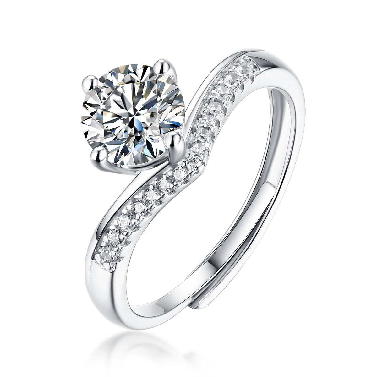 1.0Ct 6.5mm Round Brilliant Cut Moissanite V Band Adjustable Ring - Premium Jewelry from Dazzling Delights - Just $74.21! Shop now at Dazzling Delights