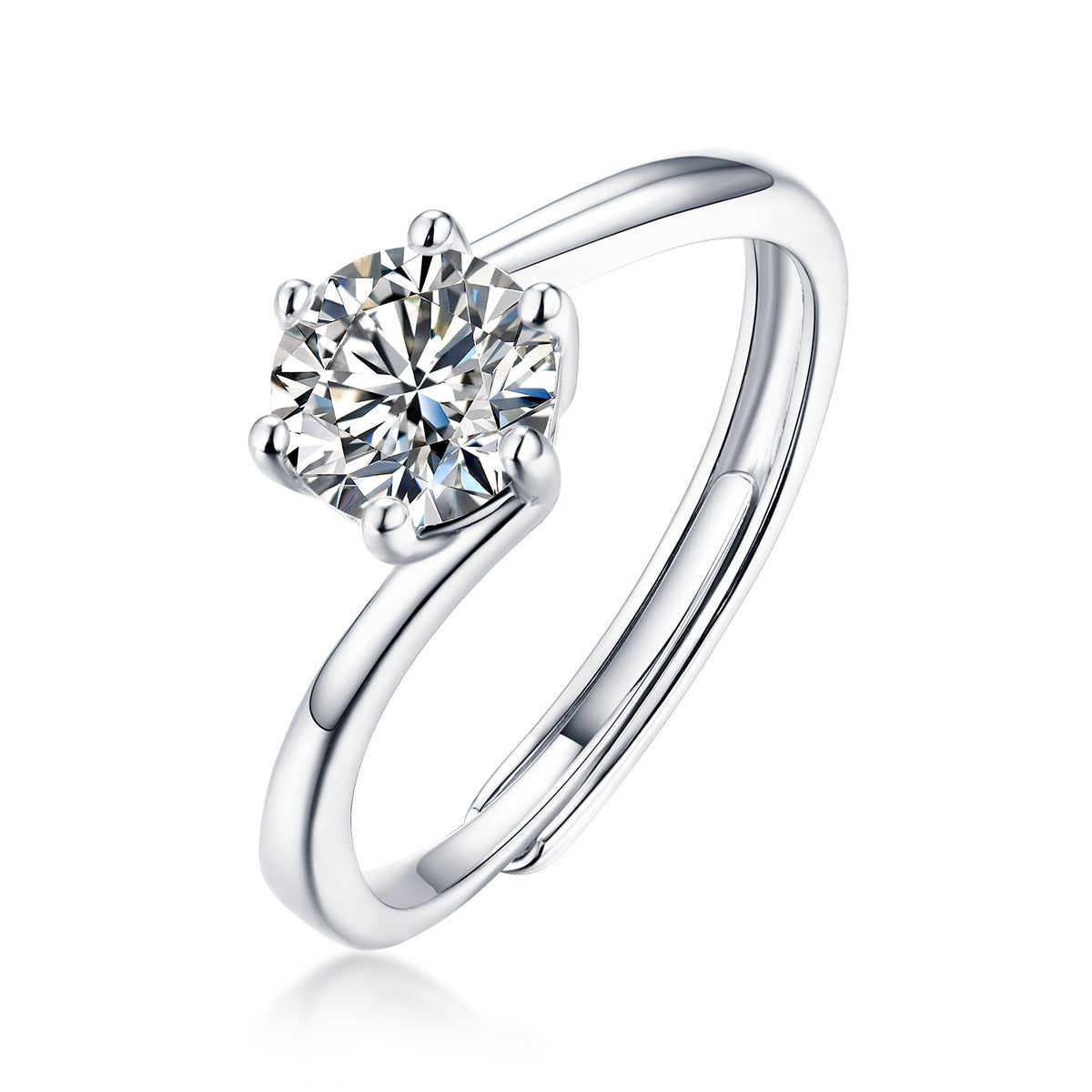 1.0Ct Round Brilliant Cut Moissanite Adjustable Ring - Premium Jewelry from Dazzling Delights - Just $74.21! Shop now at Dazzling Delights