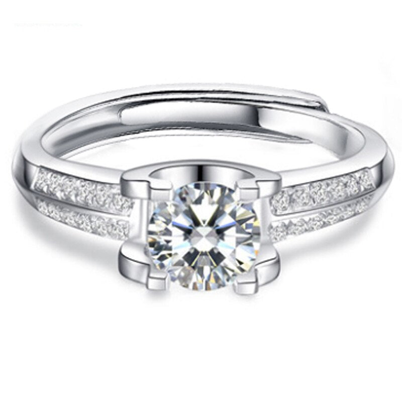 1.0Ct 6.5mm Round Brilliant Cut Adjustable Moissanite Ring - Premium Jewelry from Dazzling Delights - Just $96.95! Shop now at Dazzling Delights