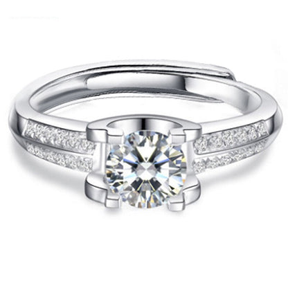 1.0Ct 6.5mm Round Brilliant Cut Adjustable Moissanite Ring - Premium Jewelry from Dazzling Delights - Just $72.71! Shop now at Dazzling Delights