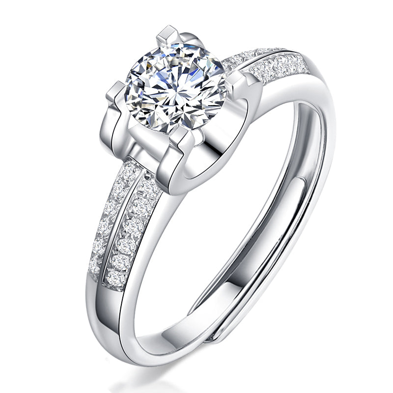 1.0Ct 6.5mm Round Brilliant Cut Adjustable Moissanite Ring - Premium Jewelry from Dazzling Delights - Just $96.95! Shop now at Dazzling Delights