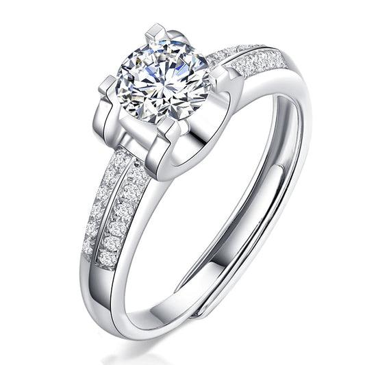 1.0Ct 6.5mm Round Brilliant Cut Adjustable Moissanite Ring - Premium Jewelry from Dazzling Delights - Just $72.71! Shop now at Dazzling Delights