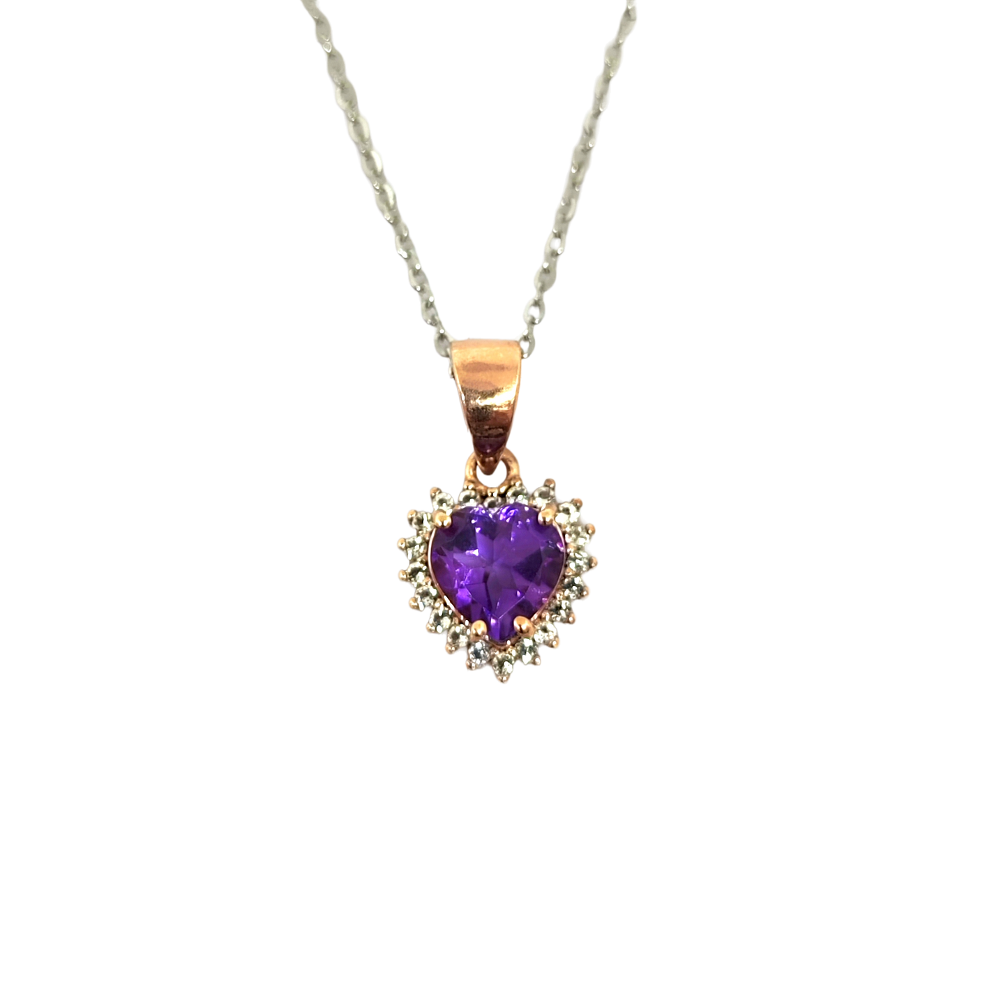 7mm Heart Cut Amethyst Halo Pendant Necklace - Premium Jewelry from Dazzling Delights - Just $46.46! Shop now at Dazzling Delights