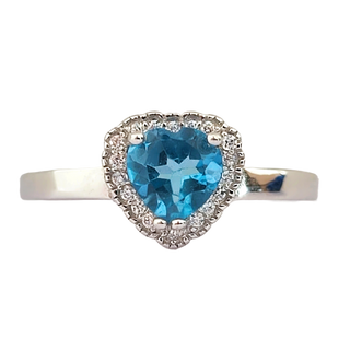 Heart Cut Swiss Blue Topaz and White Topaz Halo Ring - Premium Jewelry from Dazzling Delights - Just $46.88! Shop now at Dazzling Delights
