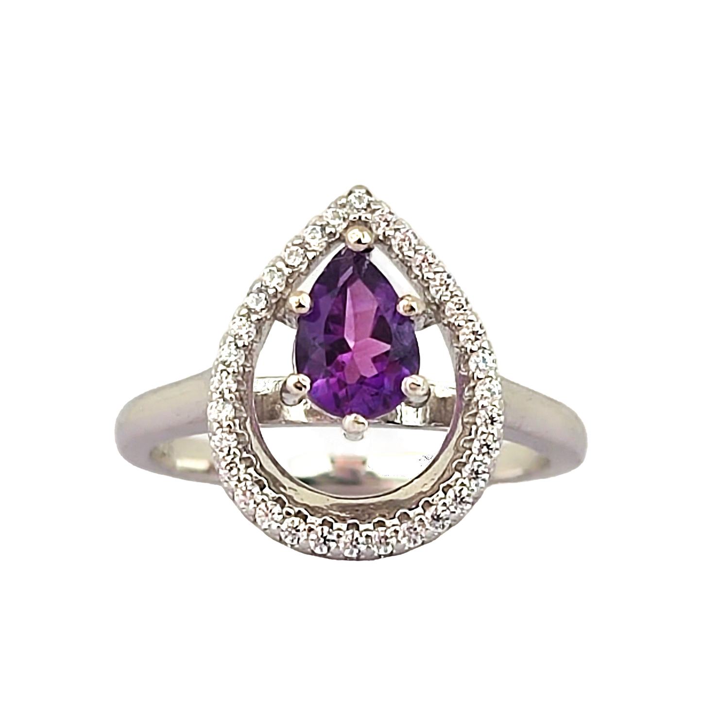 7x5mm Pear Cut Amethyst Halo Ring - Premium Jewelry from Dazzling Delights - Just $57.71! Shop now at Dazzling Delights