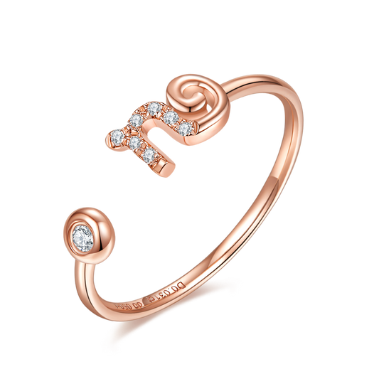 18K Rose Gold Diamond Star Sign Constellation Ring Adjustable Ring - Premium Jewelry from Dazzling Delights - Just $304.46! Shop now at Dazzling Delights