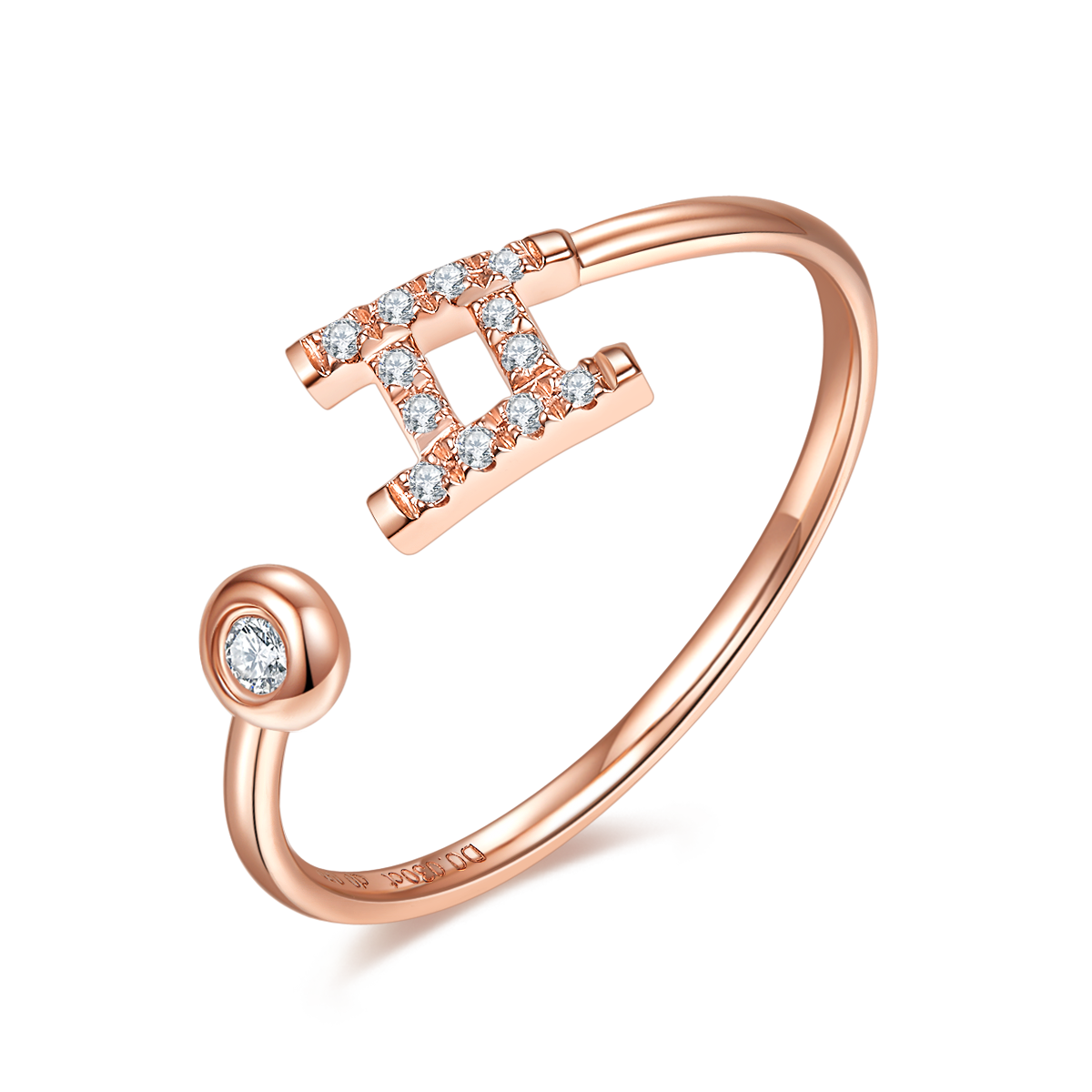 18K Rose Gold Diamond Star Sign Constellation Ring Adjustable Ring - Premium Jewelry from Dazzling Delights - Just $304.46! Shop now at Dazzling Delights