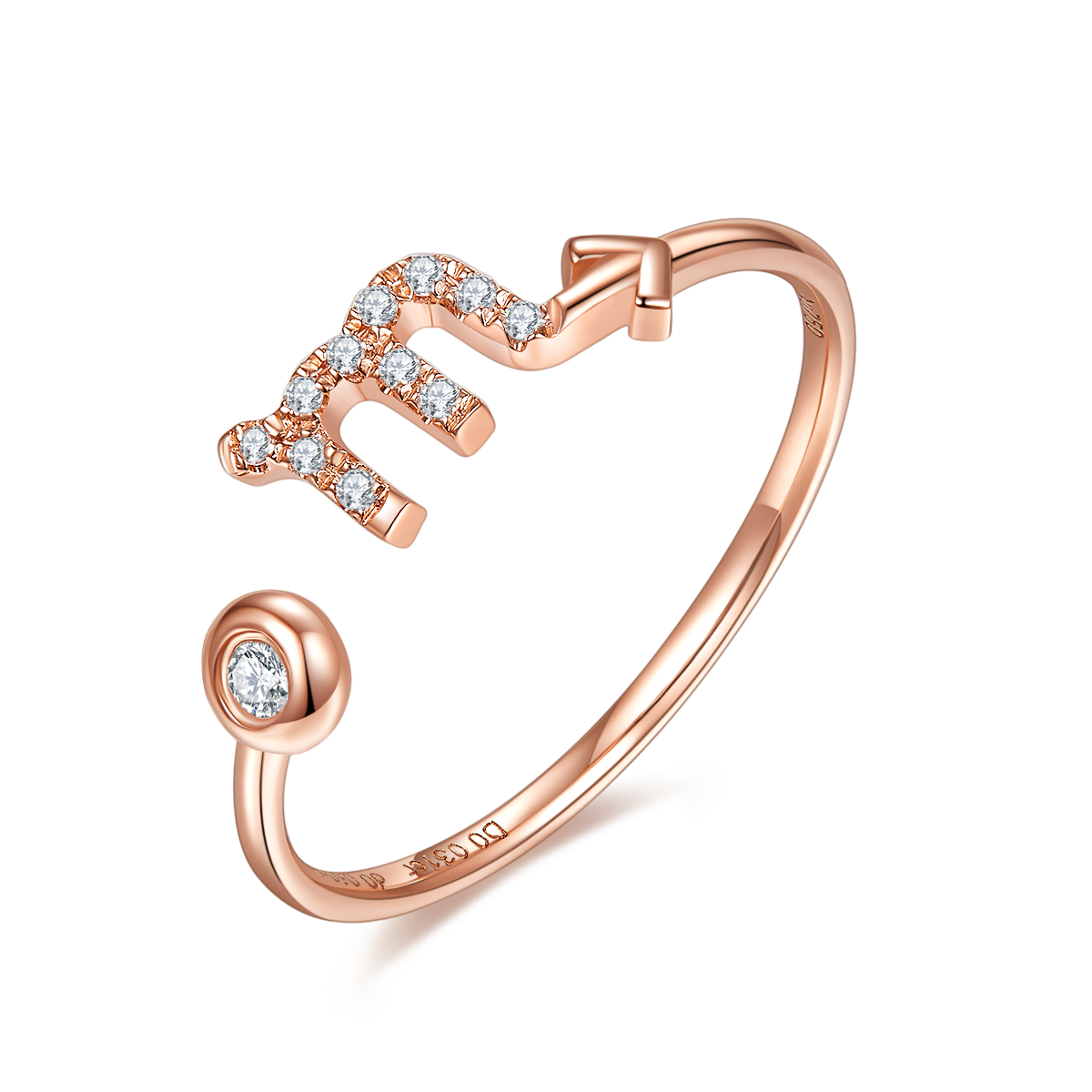 18K Rose Gold Diamond Star Sign Constellation Ring Adjustable Ring - Premium Jewelry from Dazzling Delights - Just $304.46! Shop now at Dazzling Delights