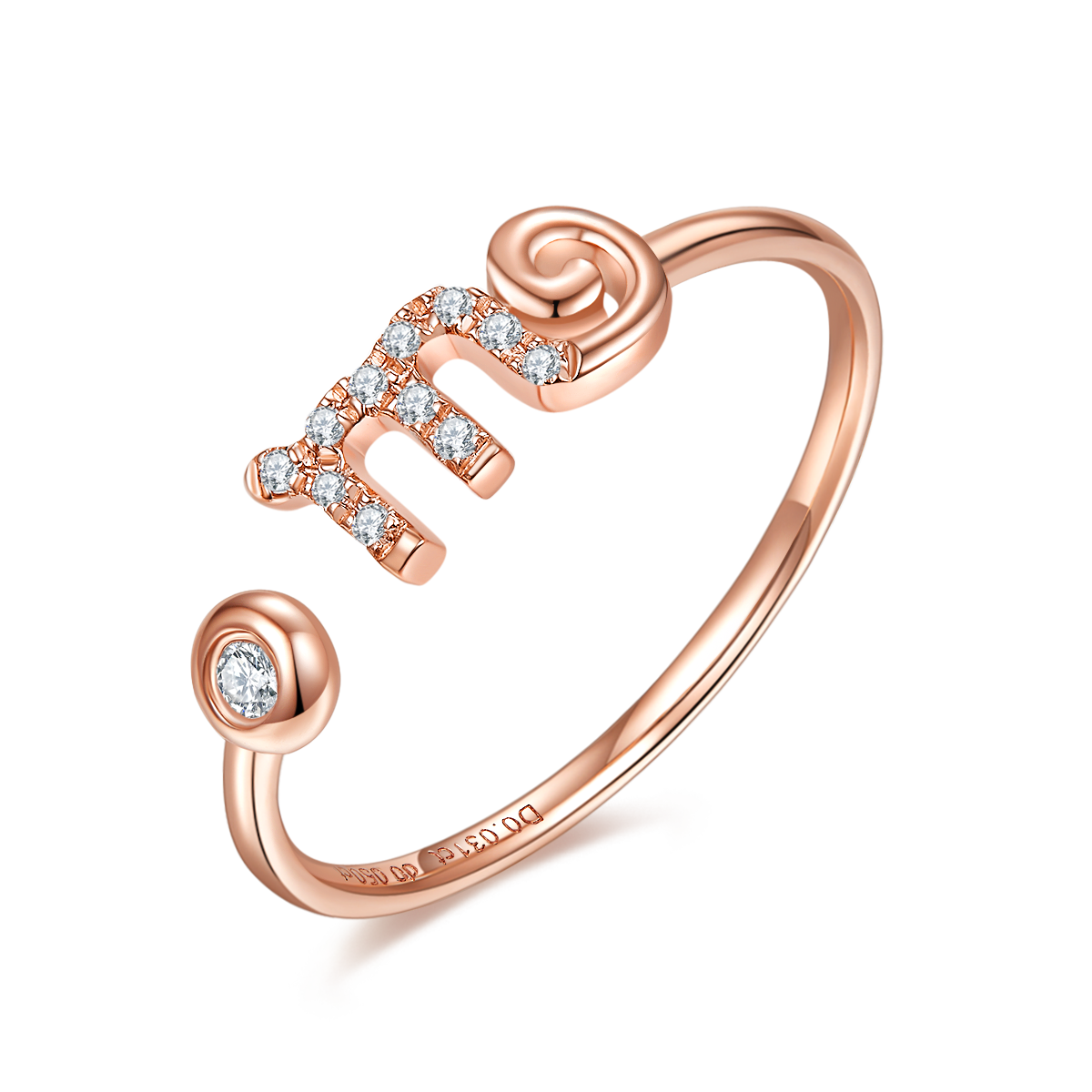 18K Rose Gold Diamond Star Sign Constellation Ring Adjustable Ring - Premium Jewelry from Dazzling Delights - Just $304.46! Shop now at Dazzling Delights