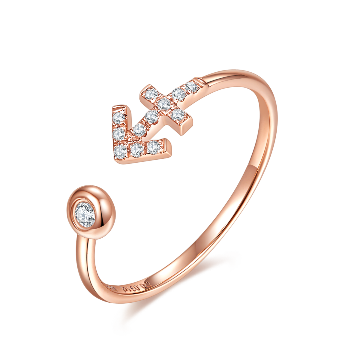 18K Rose Gold Diamond Star Sign Constellation Ring Adjustable Ring - Premium Jewelry from Dazzling Delights - Just $304.46! Shop now at Dazzling Delights