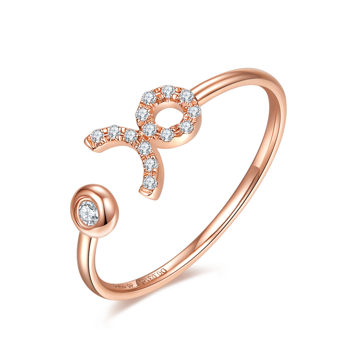 18K Rose Gold Diamond Star Sign Constellation Ring Adjustable Ring - Premium Jewelry from Dazzling Delights - Just $304.46! Shop now at Dazzling Delights