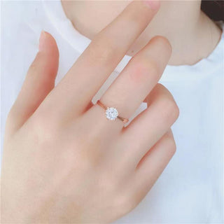 Classic 6 Prong Moissanite Engagement Ring - 18K Rose Gold Over Sterling Silver - Premium Jewelry from Dazzling Delights - Just $52.50! Shop now at Dazzling Delights