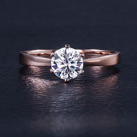 Classic 6 Prong Moissanite Engagement Ring - 18K Rose Gold Over Sterling Silver - Premium Jewelry from Dazzling Delights - Just $64.46! Shop now at Dazzling Delights