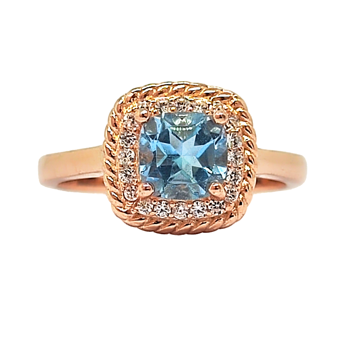 6mm Cushion Cut Sky Blue Topaz Ring - Premium Jewelry from Dazzling Delights - Just $76.95! Shop now at Dazzling Delights