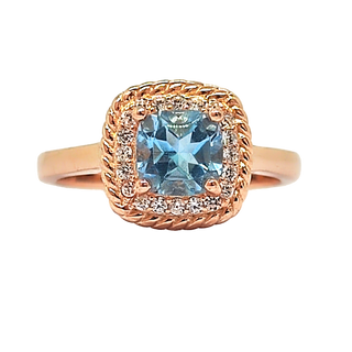 6mm Cushion Cut Sky Blue Topaz Ring - Premium Jewelry from Dazzling Delights - Just $46.88! Shop now at Dazzling Delights