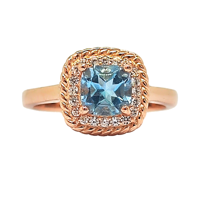 6mm Cushion Cut Sky Blue Topaz Ring - Premium Jewelry from Dazzling Delights - Just $76.95! Shop now at Dazzling Delights