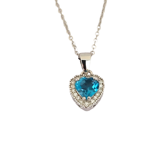 Heart Cut Swiss Blue Topaz Pendant Necklace - Premium Jewelry from Dazzling Delights - Just $37.50! Shop now at Dazzling Delights